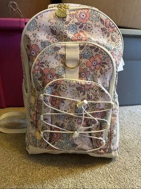 NWT Pottery Barn Hello Kitty Pink Floral Backpack with Gold Accents